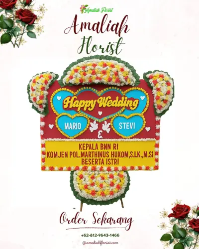 Karangan Papan Bunga Pernikahan coblong